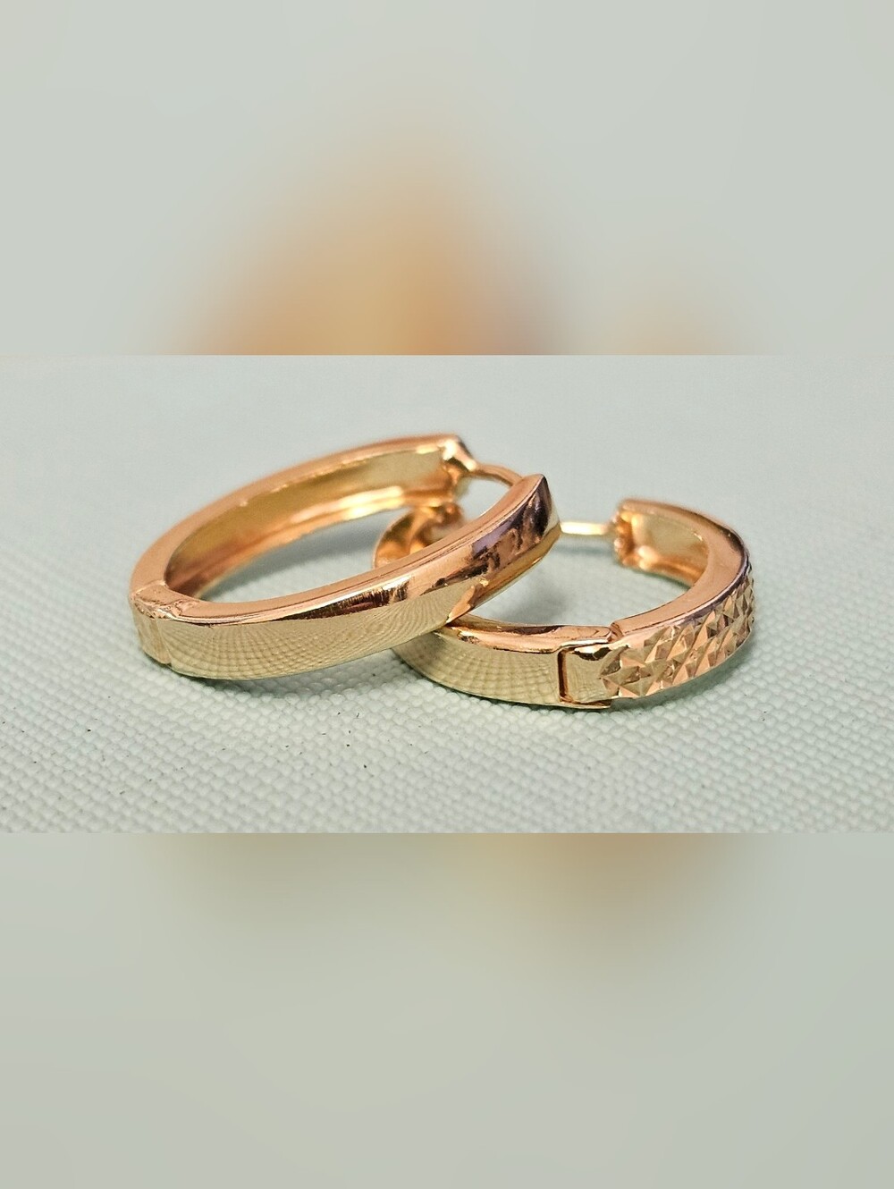 925 STERLING SILVER Gold Dipped Medium Size Textured Oval Hoop Earrings